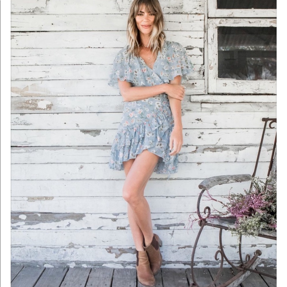 Mini floral wrap dress